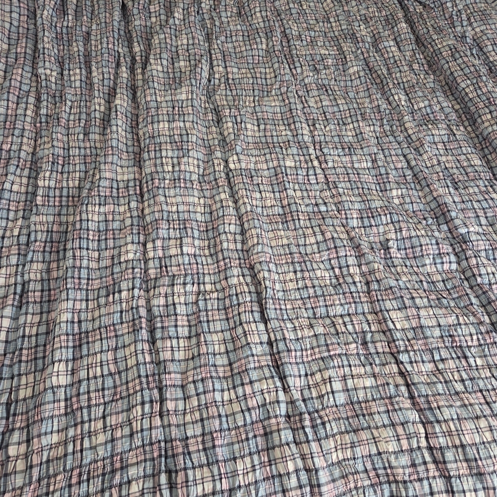 Tommy Hilfiger Home Twin Comforter Blue Plaid Cotton Textured Pleated Crinkled - Picture 3 of 7